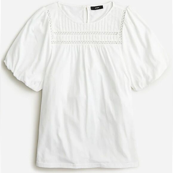J. Crew Tops - J. Crew Lace-trim puff-sleeve T-shirt